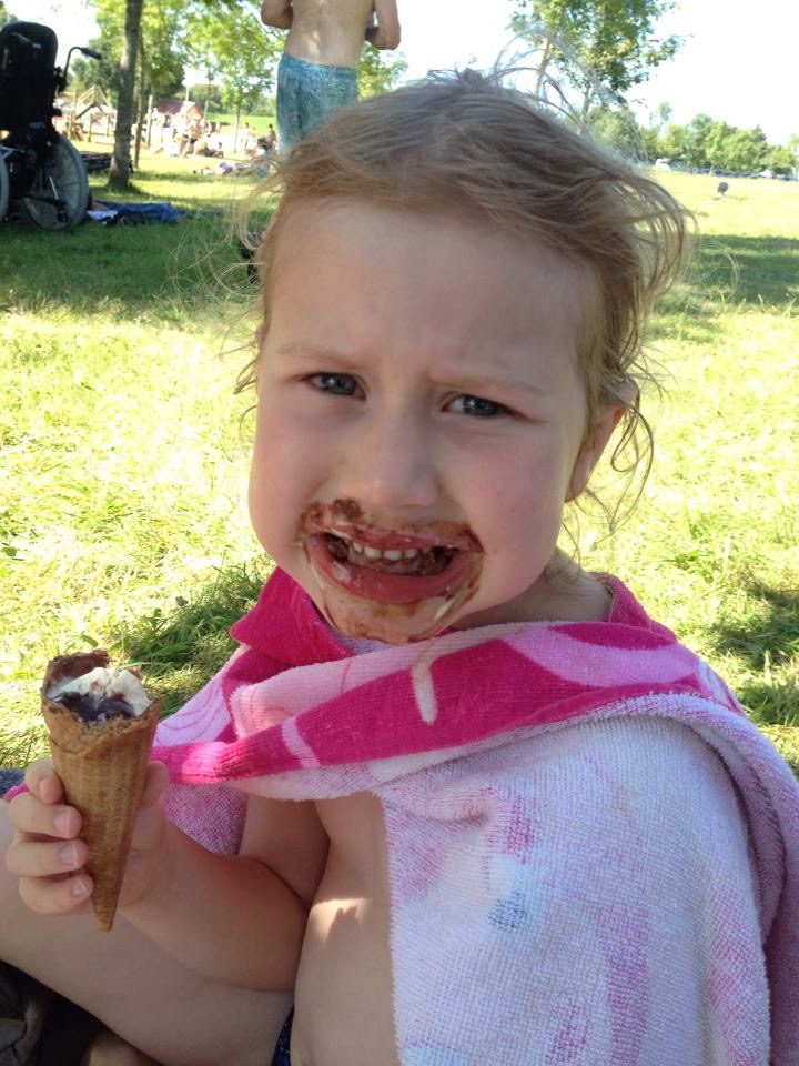 My daughter with ice-cream everywhere