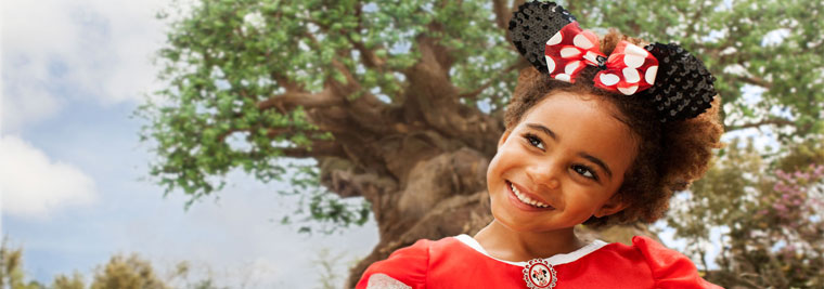Girl dressed as minnie mouse at Animal Kingdom
