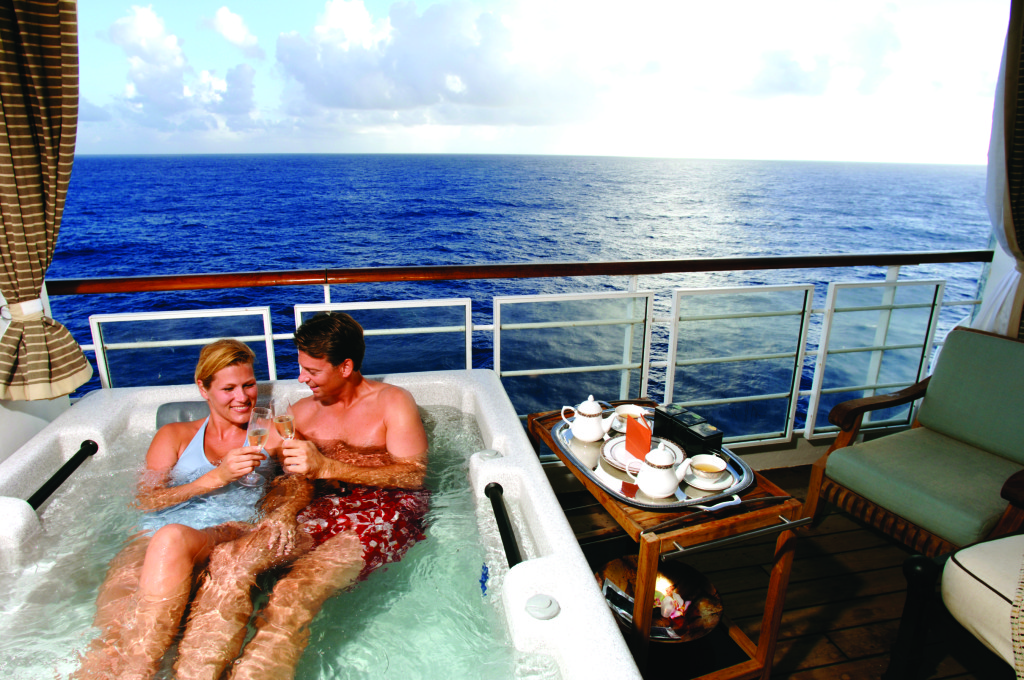 Couple in a jacuzzi on Disney Cruise Line