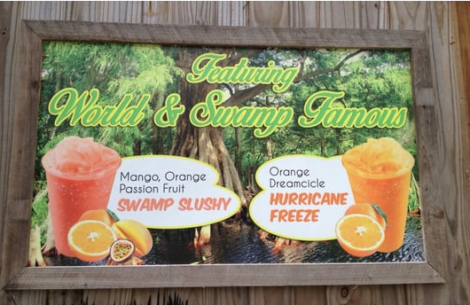swamp slushy sign at wild florida